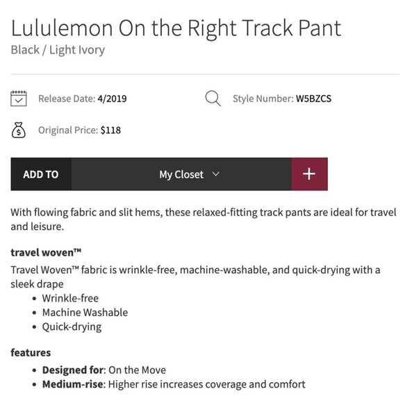 Lululemon On The Right Track Pants 4 Black Split Hem Mid Rise Relaxed Drapey - Picture 12 of 12